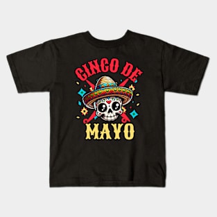 Cinco De Mayo Skull Kids T-Shirt